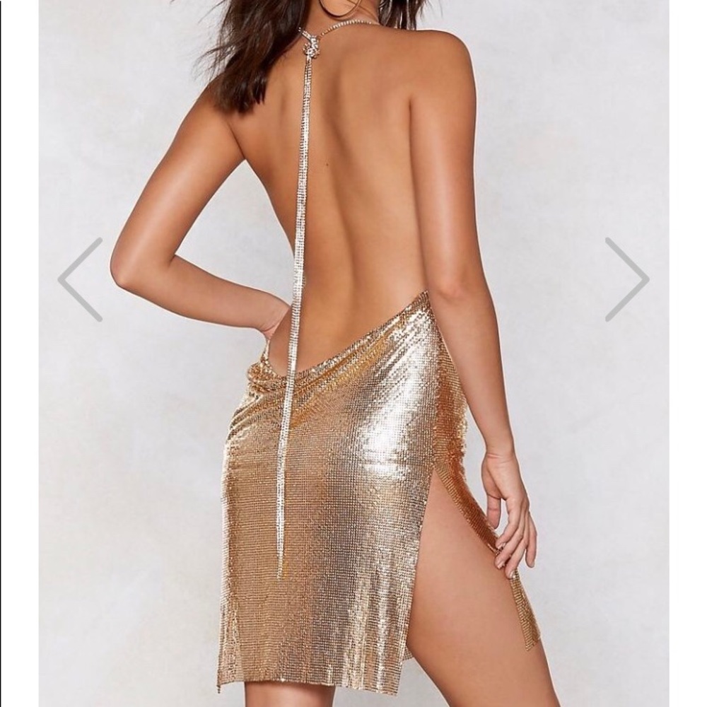 Nasty Gal Chainmail cowl neck dress